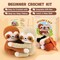 Hug Sloths Crochet Kit for Beginners – DIY Animal Amigurumi Craft Set with Yarn, Hook & Step-by-Step Video & Manual | Emotional Support Handmade Gift for Adults, Birthday, Valentine’s Day, Christmas